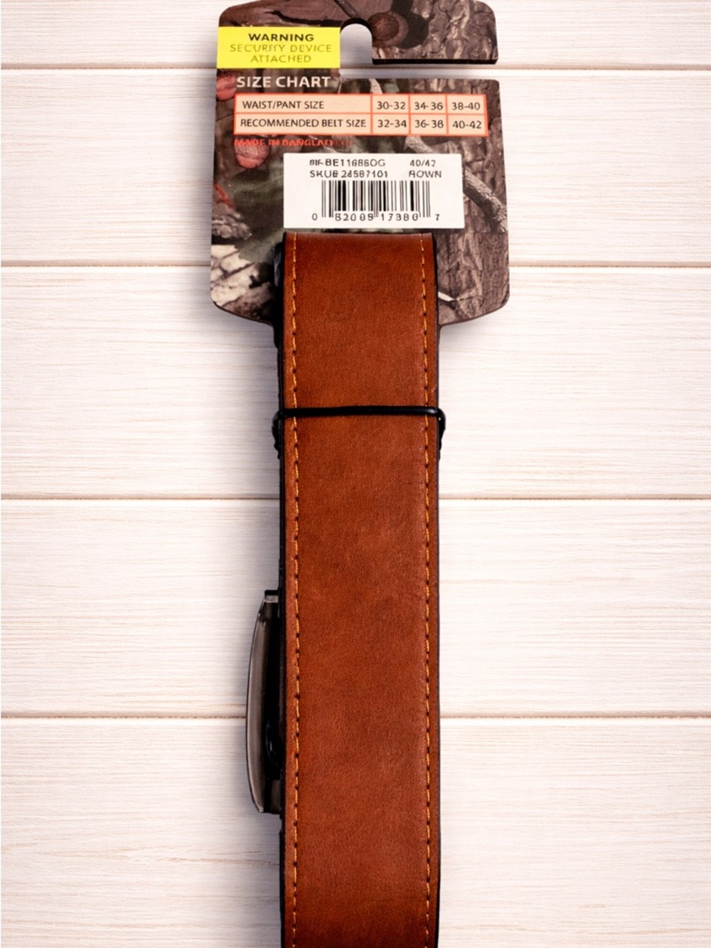 Mossy Oak Brown Belt NWT Size 40/42 Camo Detail Gunmetal Buckle - Picture 4 of 5